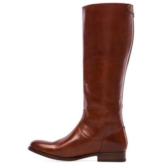 Frye Melissa Button Back Zip Cognac Leather Boots - Picture 7 of 10